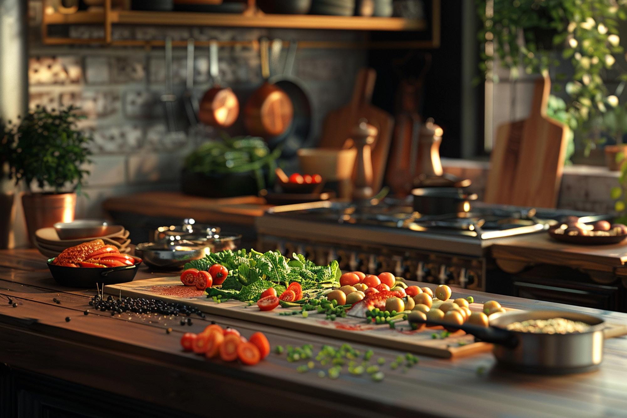 Interno di una cucina-studio elegante